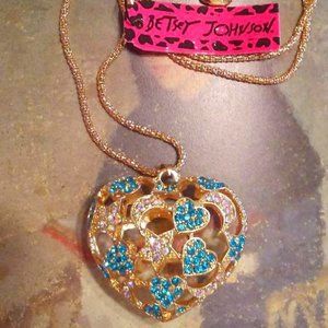 Betsey Johnson Celestial Filigree Heart Necklace